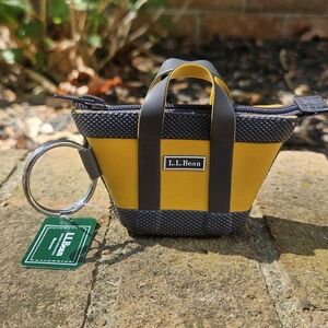 L.L. Bean Yellow and Black Mini Tote Keychain Coin Pouch